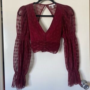 Topshop‎ Cropped Long Sleeve Top